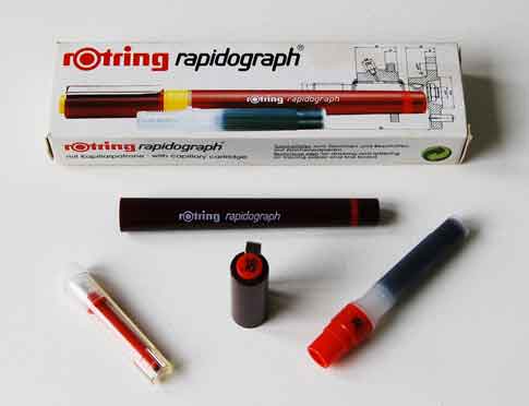 Rotring Radpidograph showing box contents 0.18mm